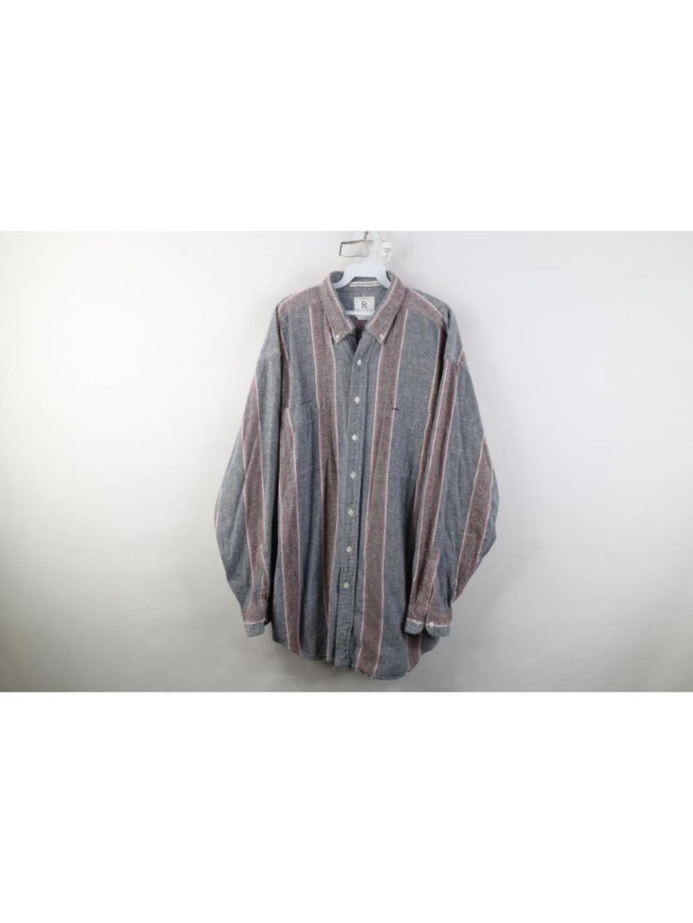 Vtg 90s Streetwear Mens XLT Faded Striped Flannel Collared Button Down Shirt USA